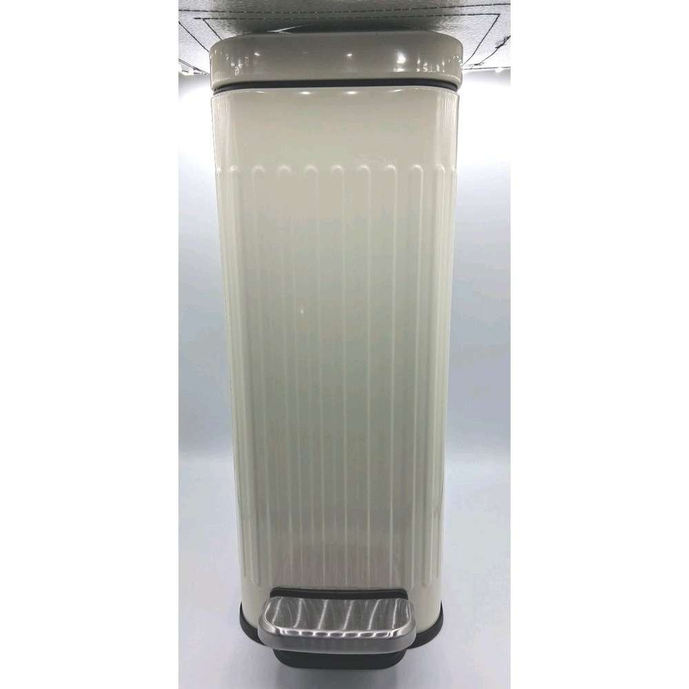 PureCove Slim White Steel Trash Can Foot Pedal Soft Close Lid 15x11.5x5.6